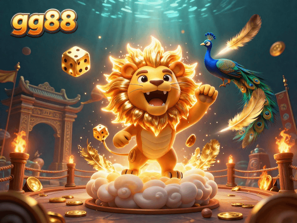 Play exciting games with gg88's innovative app, featuring a vibrant 3D casino illustration.