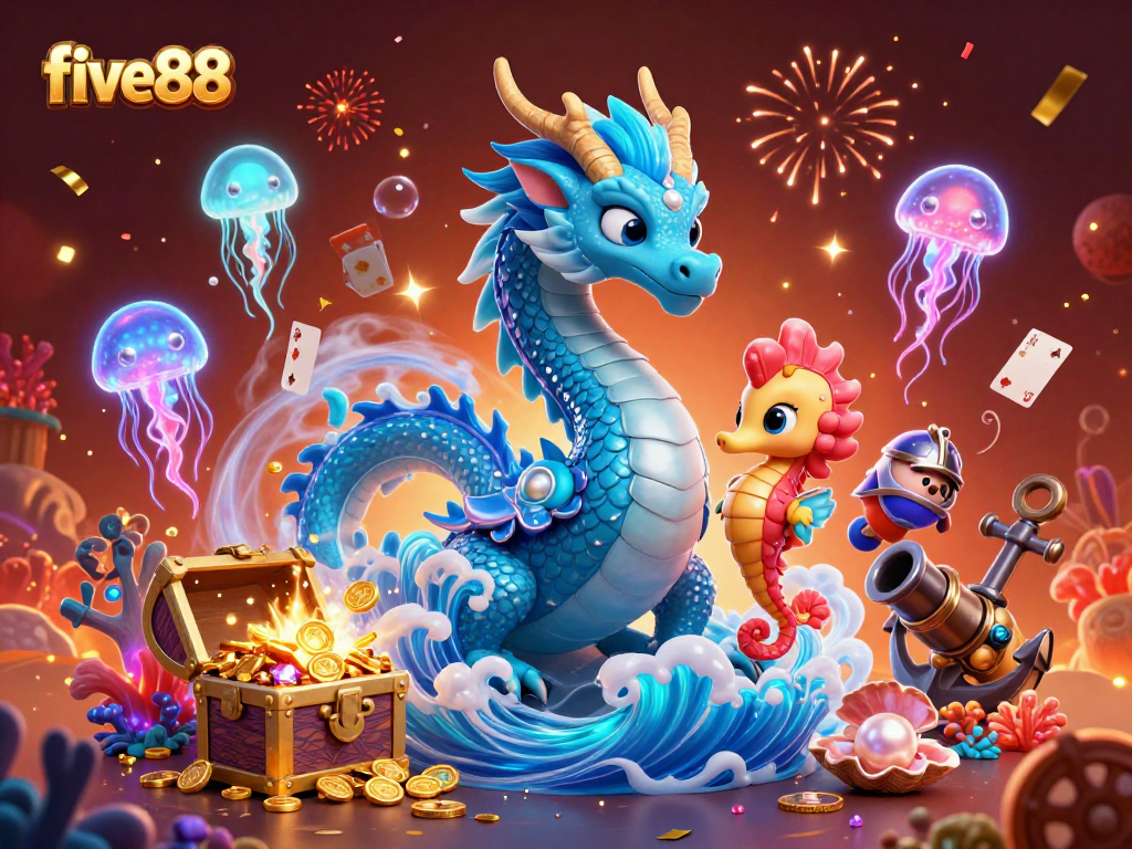 Experience exciting wins at five88 with vibrant 3D casino elements and dynamic characters in action.