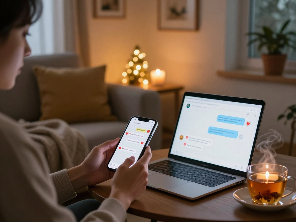 Engaging conversation with a sex ai companion in a cozy living room setting.