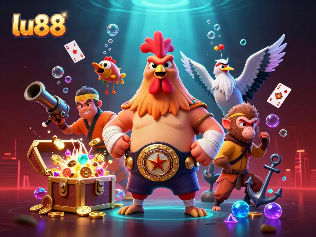 Experience thrilling gaming at lu88 with our vibrant 3D illustration of exciting casino characters.