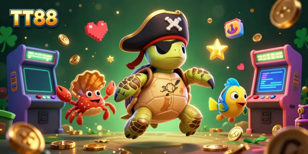 Experience the thrilling TT88 adventure with vibrant characters and gaming elements as they explore treasure-filled realms.