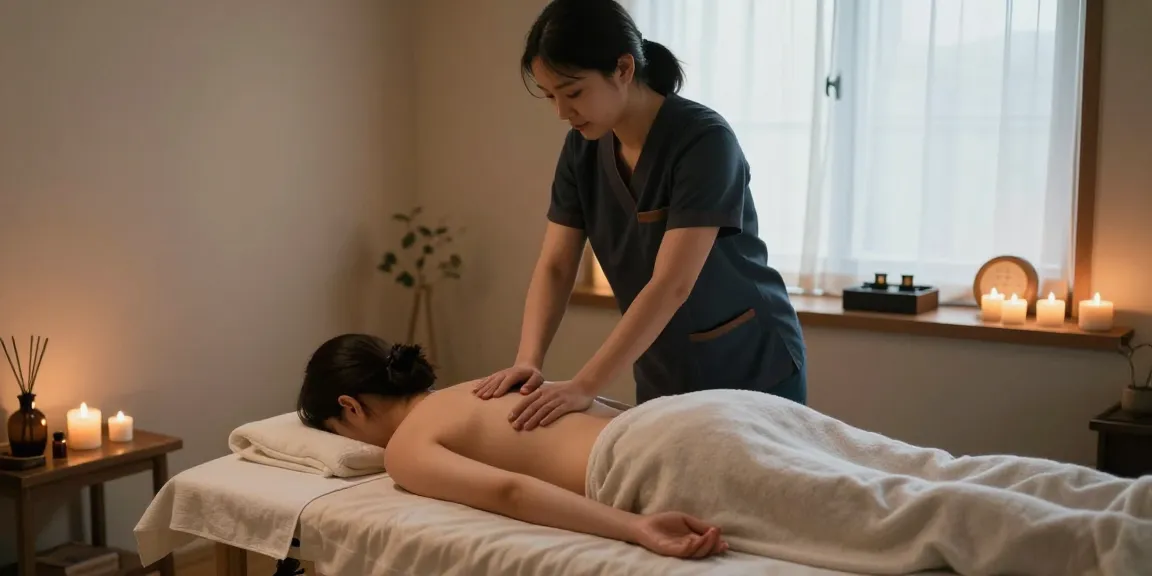 Relaxing 안양출장안마 massage therapy session with soothing ambiance.