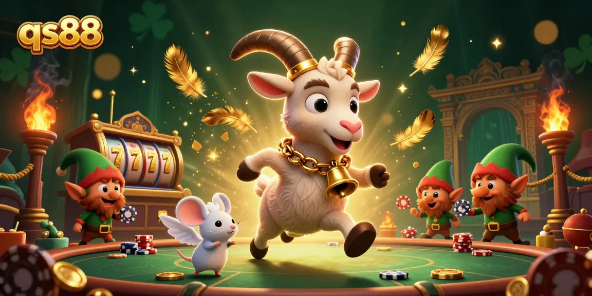 Experience thrilling gambling with qs88 in a festive holiday-horror casino scene featuring playful characters.