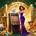 KQBD showcases a glamorous casino scene with a stunning woman celebrating over a jackpot.