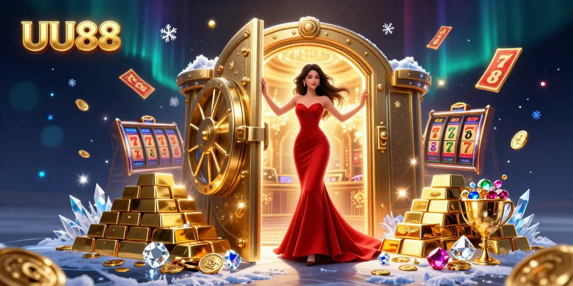 Experience UU88's vibrant casino atmosphere with a stunning illustration of luxury gaming.
