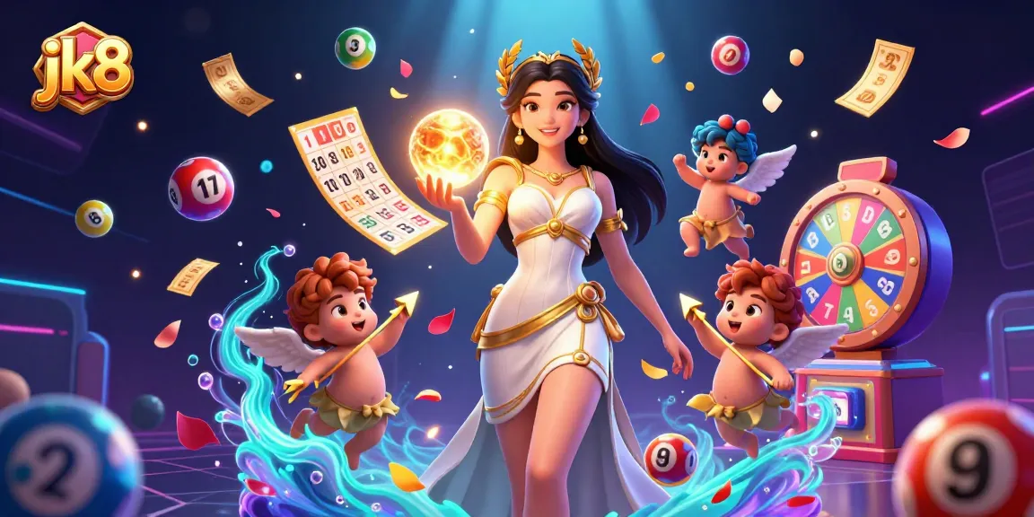 Win exciting prizes at jk8 casino with dynamic lottery and gaming elements in a mesmerizing scene.