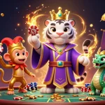 Experience the thrill of tx88 top as a playful monkey juggles poker chips in a vibrant casino setting.
