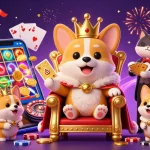 Experience thrilling games at C168 url with royal corgi and charming characters in a vibrant casino scene.