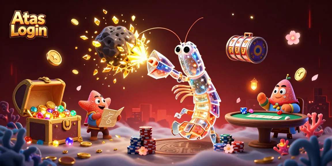 Experience seamless Atas Login with engaging casino elements and vivid 3D illustration.