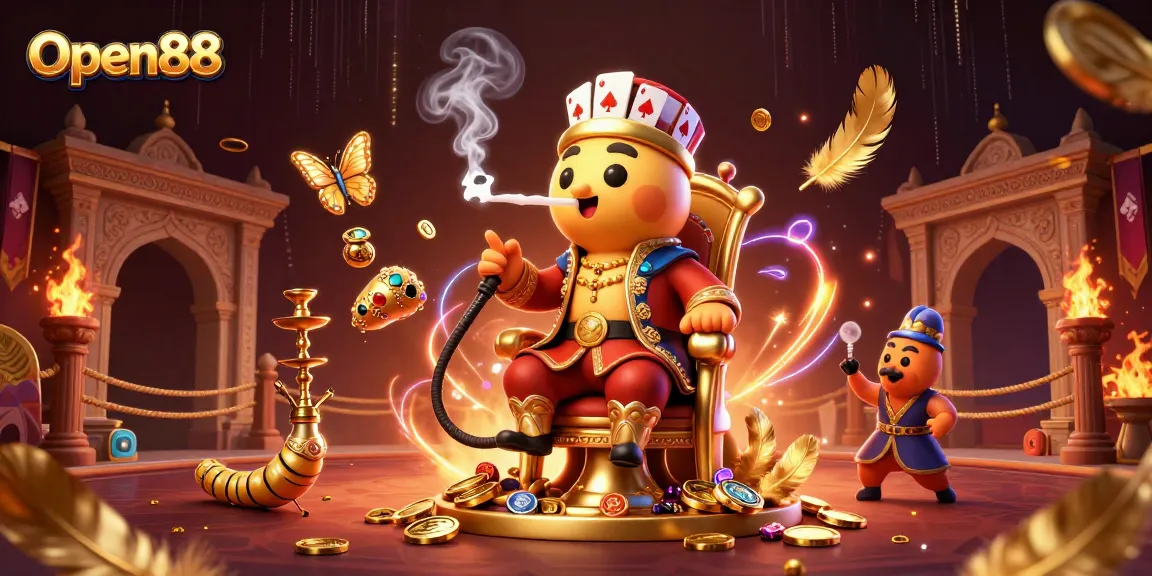 Open88 captures the excitement of gambling with vibrant characters and rich casino elements.