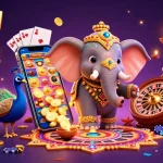 Experience hitclub1's vibrant gambling world with a lively scene of colorful games and characters