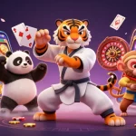 Experience the thrill of llwin's gaming adventure with kung fu characters in a vibrant casino setting.