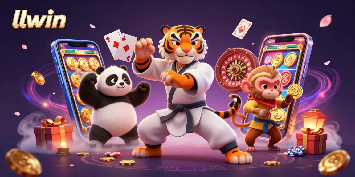 Experience the thrill of llwin's gaming adventure with kung fu characters in a vibrant casino setting.