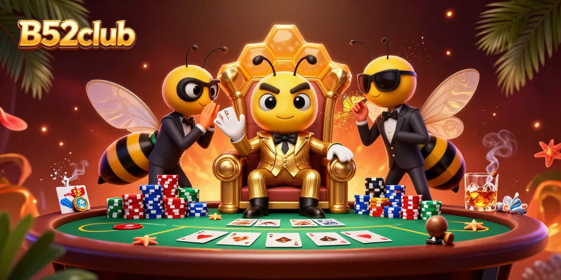 Engage in exciting poker gameplay at B52club with vibrant characters and thrilling action.