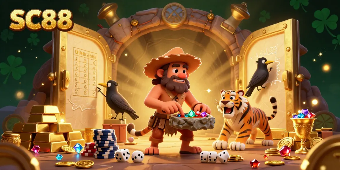 Experience thrilling wins at SC88 with dynamic gaming actions in an enchanting casino scene.