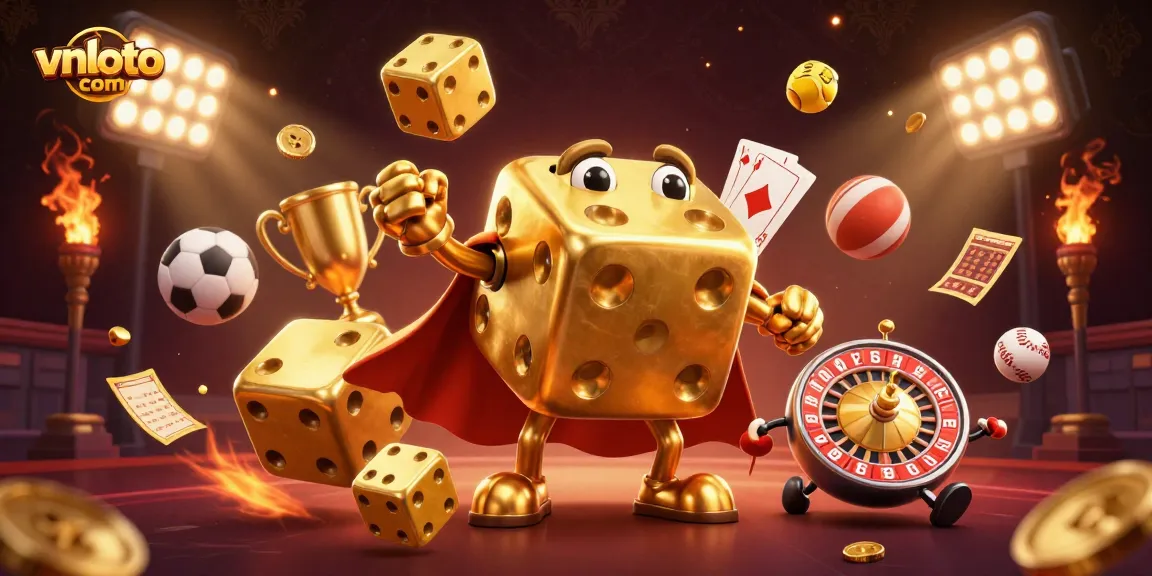 Play exciting games at vnloto com with a dynamic scene showcasing vibrant casino elements.