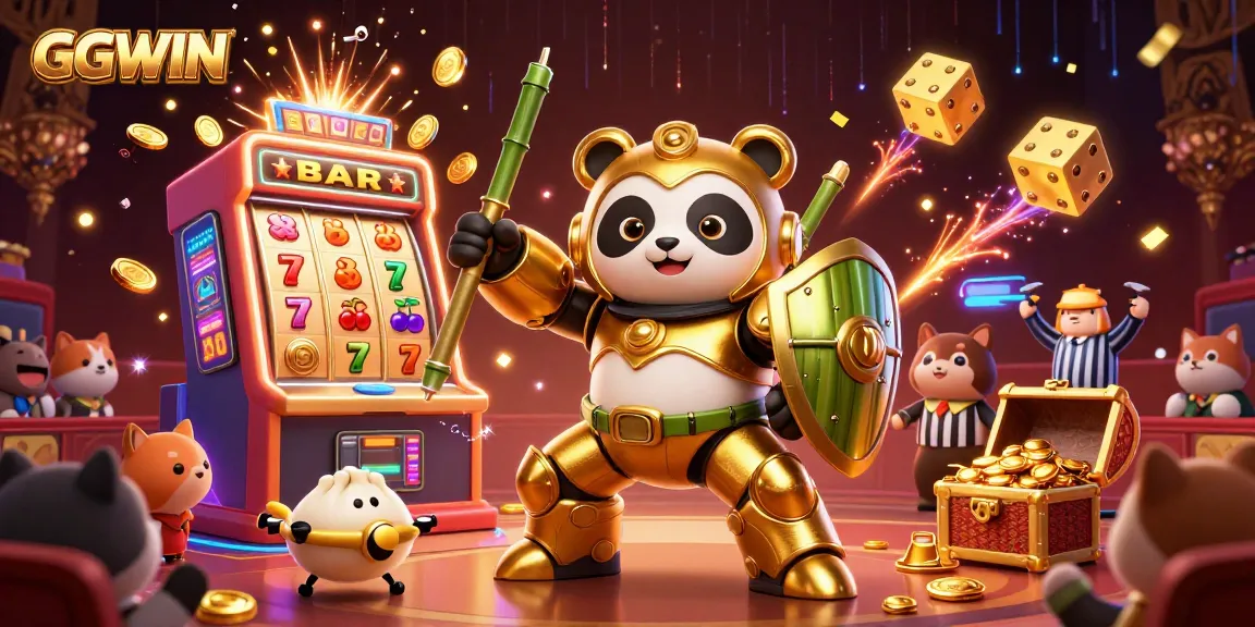 Experience thrilling wins with GGWIN in a vibrant 3D casino battle scene featuring dynamic game elements.