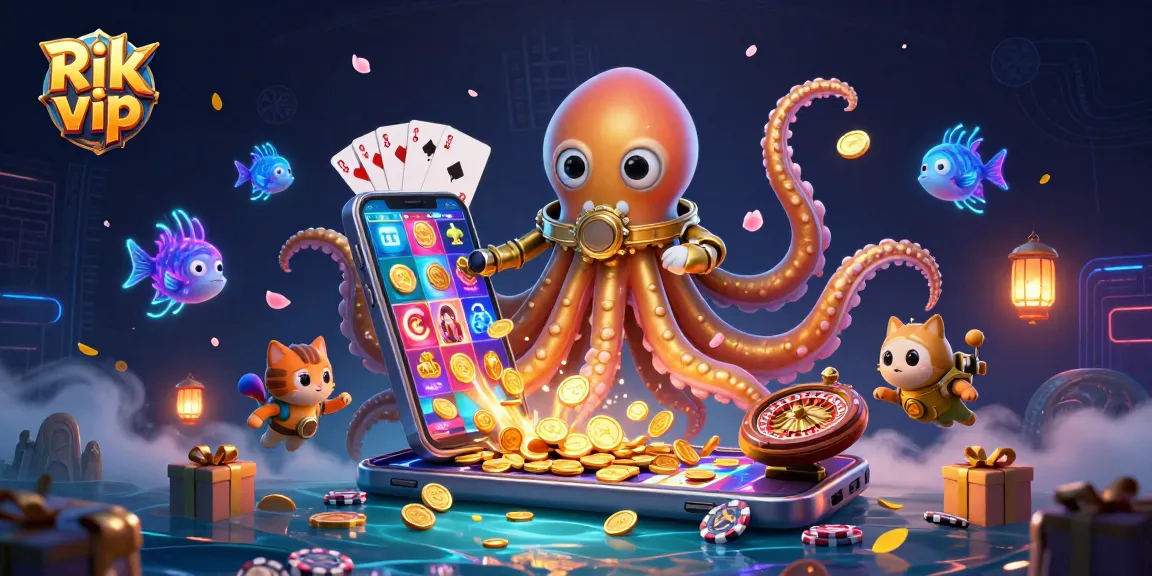 Play thrilling casino games and win big with Rik vip’s immersive experience highlighted in a dynamic 3D scene.