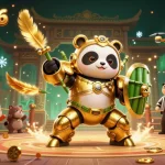 Experience thrilling gameplay with 23win786, featuring a golden panda piloting a robot in a vibrant casino scene.