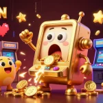 SUNWIN slot machine winning jackpot with cheerful baby machines in vibrant online casino scene.