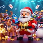 Spin the reels at hay88 with Santa and his festive companions in a vibrant casino scene.