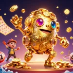 Experience NK88's exciting world with a golden golem and vibrant casino elements
