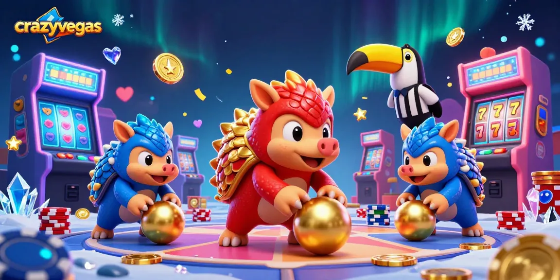 Experience crazyvegas excitement with rival pangolins bowling poker chips in a vibrant 3D scene.