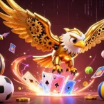 Engage with Go88's exciting 3D action featuring a cybernetic golden eagle amidst dynamic gaming elements.