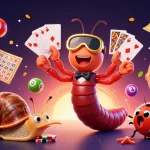 Experience thrilling moments at CM88 through a vibrant scene of cartoon characters engaging in dynamic gambling actions.