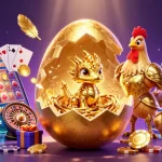 Experience thrilling wins at SKY88 with a gold dragon and captivating casino elements in this vibrant illustration.