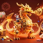 Experience thrilling wins at BET88 with a vibrant 3D casino scene including golden dragons and slot machines.