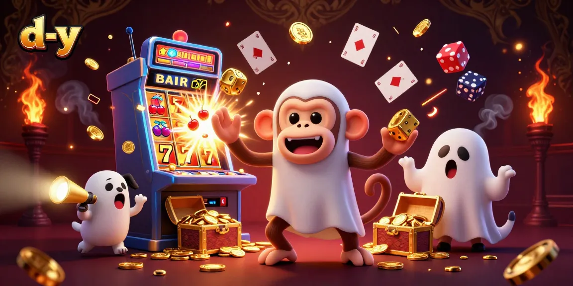 Experience thrilling gaming action at d-y with our playful ghost characters in a haunted casino adventure!
