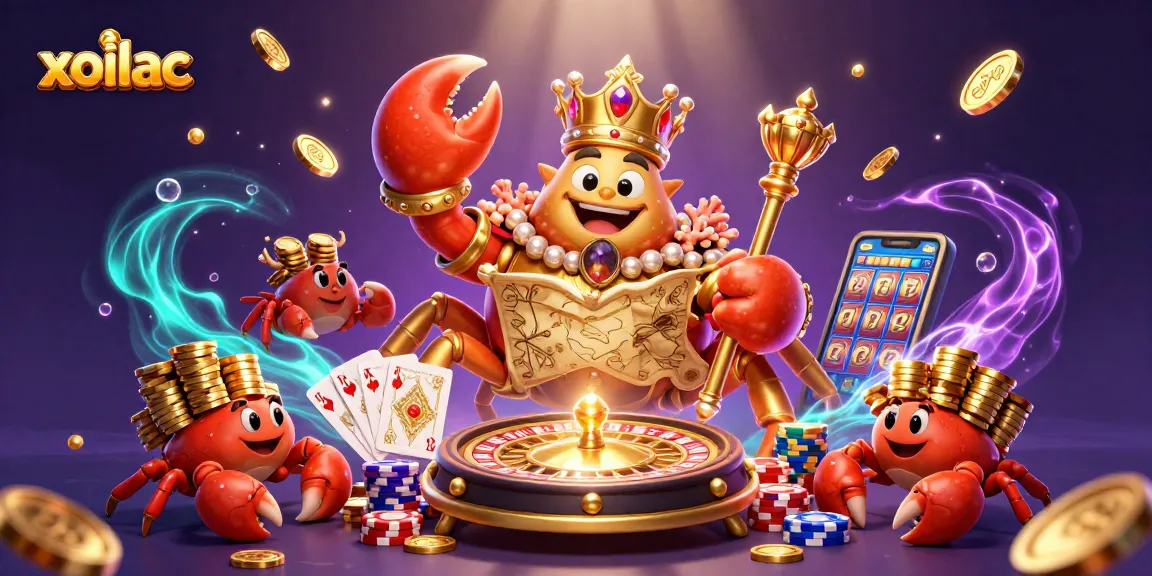 Experience the thrill of xoilac with vibrant casino action featuring a golden crab emperor and dynamic gaming elements.