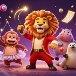 Win exciting prizes at VIPWIN with a magical casino scene featuring colorful game elements.