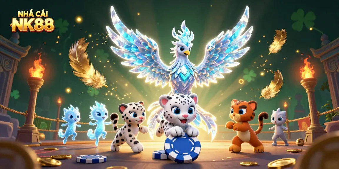 Engage with NHÀ CÁI NK88 through an enchanting scene of ice and light, capturing the excitement of online gaming.