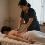 Relaxing 안양출장안마 massage therapy session with soothing ambiance.