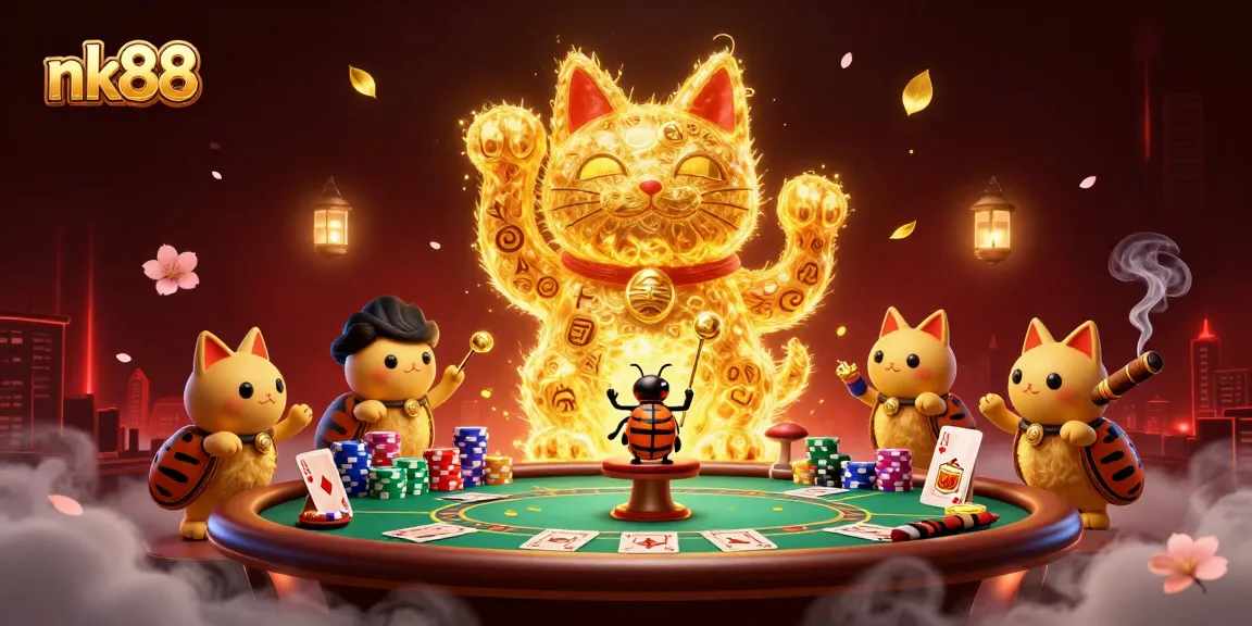 Experience thrilling gameplay at nk88 with dynamic casino features and a vibrant lucky cat.