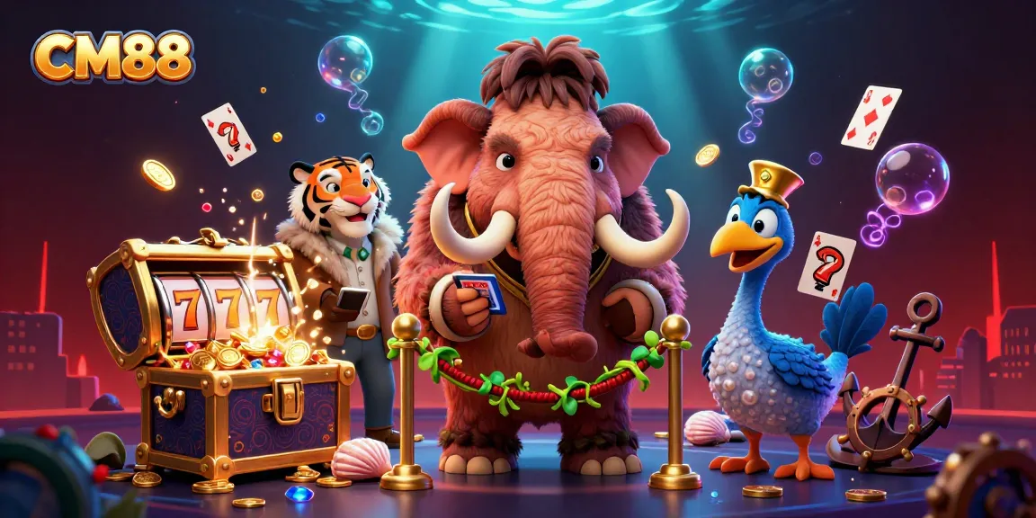 Engage with thrilling CM88 gambling adventures featuring vibrant underwater elements and dynamic casino characters.