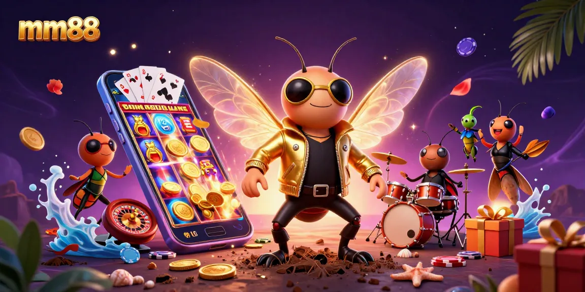 Experience the excitement of mm88's vibrant casino world with a lively rock star scene!