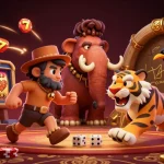 Engage in thrilling gaming with kk55 at a unique prehistoric casino featuring vibrant slot elements.