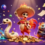 Engage with thrilling gameplay at o8 featuring vibrant gambling symbols and lively characters.