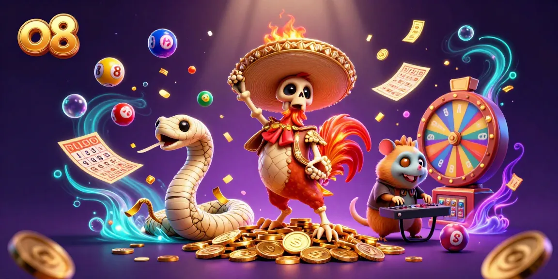 Engage with thrilling gameplay at o8 featuring vibrant gambling symbols and lively characters.