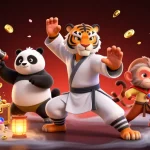 Experience the excitement of alo8 with a dynamic scene featuring a kung fu tiger master in an energetic casino setting.