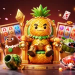 Experience thrilling gameplay with gg888's vibrant casino scene featuring a golden pineapple king and exciting game elements.