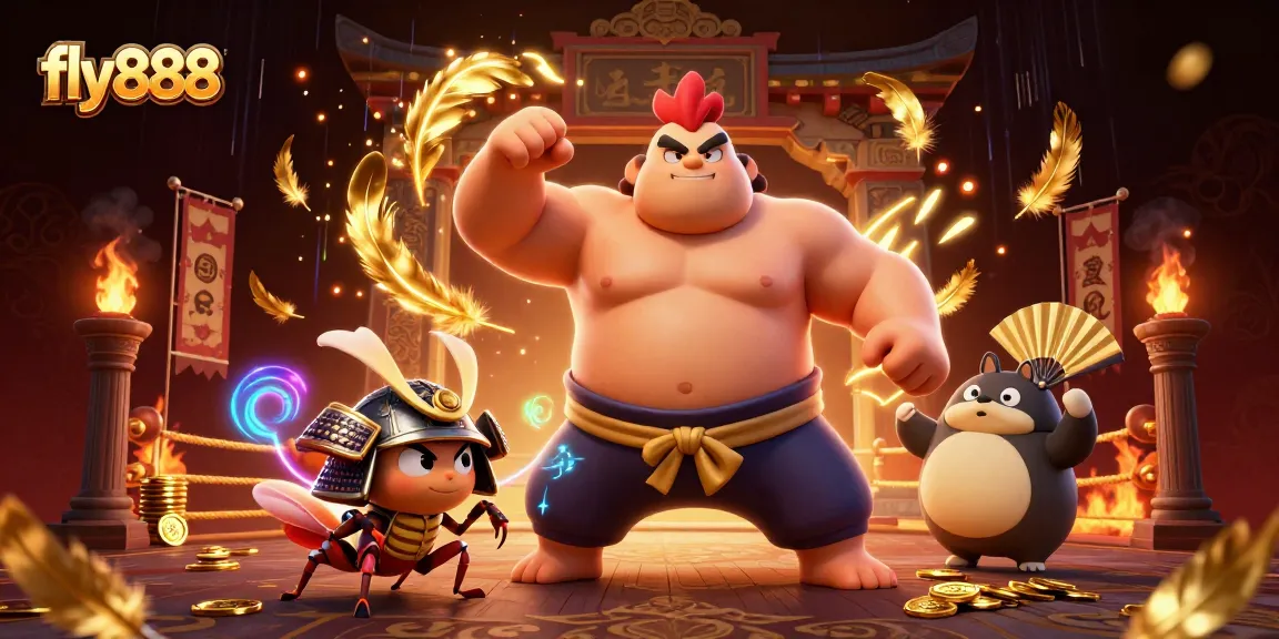 Experience thrilling action with fly888 in this vibrant 3D scene featuring dynamic characters and casino elements.