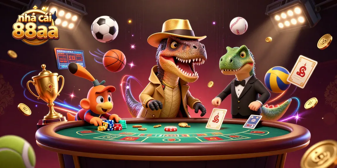 Engage with nhà cái 88aa at a vibrant blackjack table with dinosaur characters.
