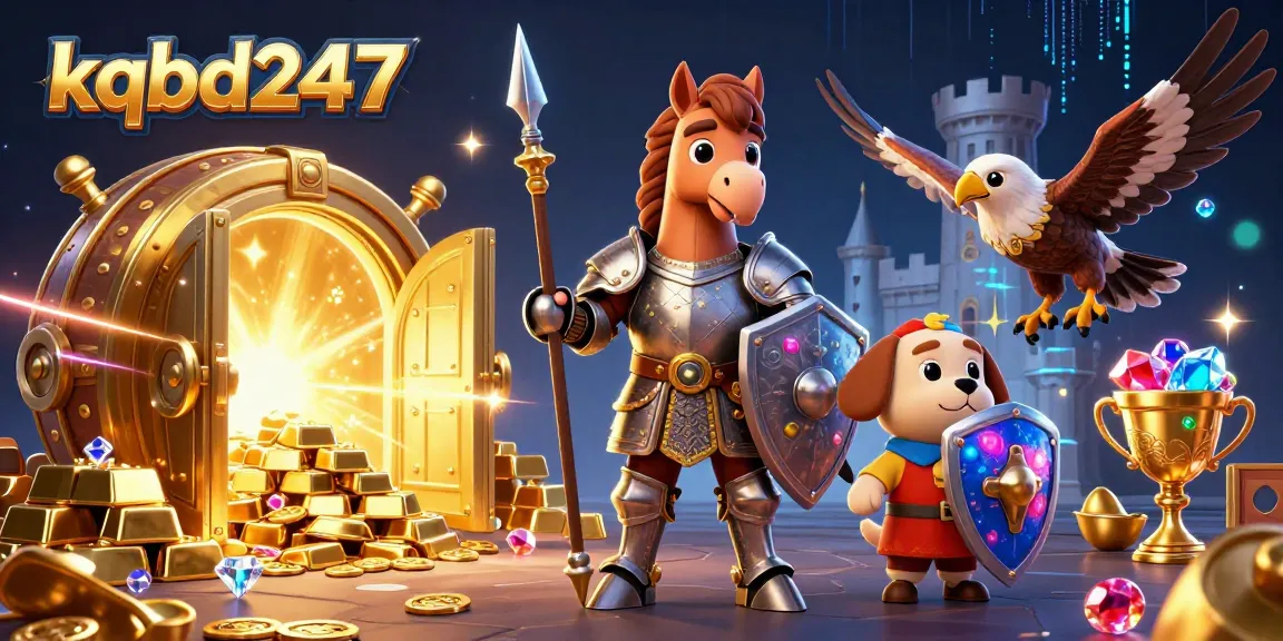 Experience dynamic action with kqbd247 as a knight, squire, and falcon gather treasure in a thrilling casino scene.
