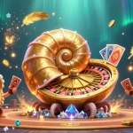 Experience thrilling gameplay at uu88, featuring an ancient giant nautilus holding cards amidst swirling golden elements.
