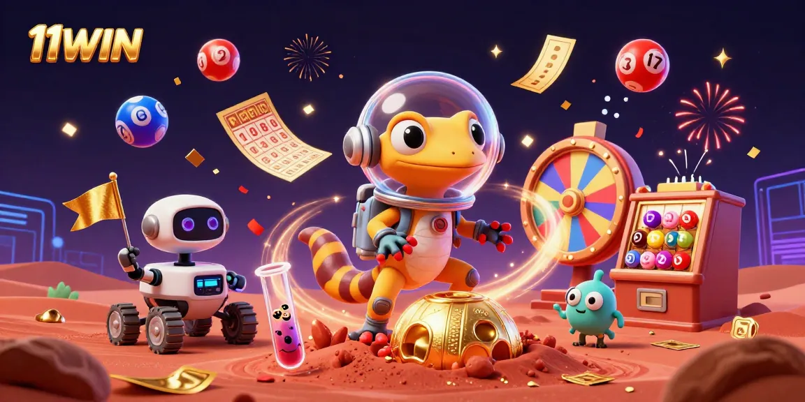 Join the excitement at 11WIN as the Martian gecko wins big in a vibrant casino adventure!
